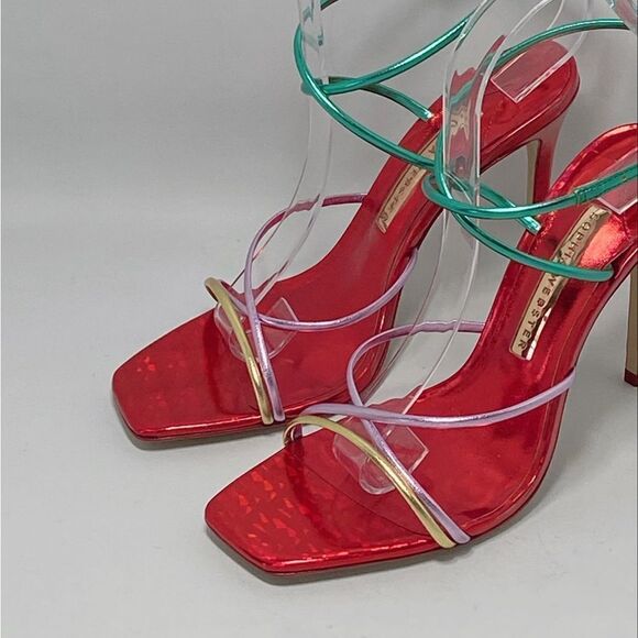 Sophia Webster Rosalia Colorblock Leather Ankle-Strap Sandals size 38 - Picture 7 of 12